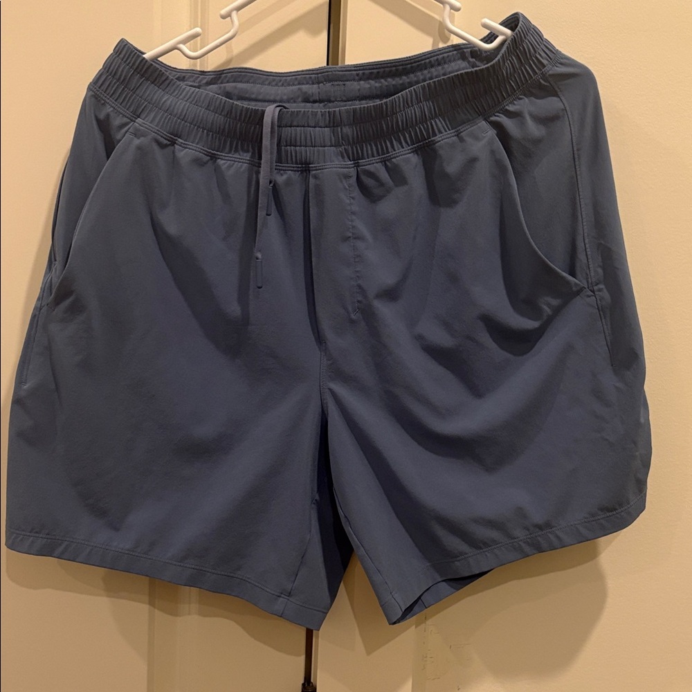 lululemon athletica Men's Slate Blue Athletic Shorts color is a lightish blue